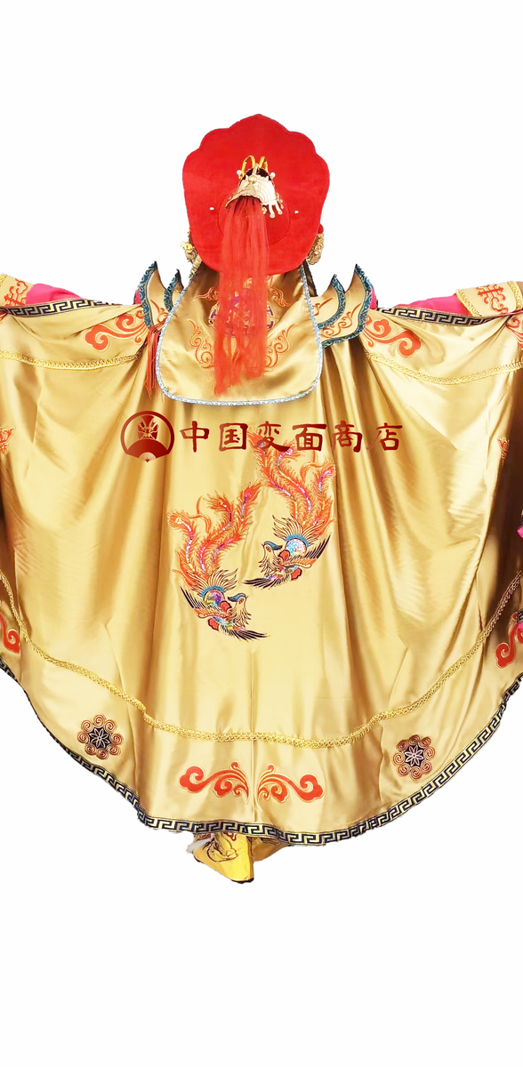 【黄金孔雀 】舞台衣装 フリーサイズ ポンチョ型 ゴールド ブリンブリン 豪華 変面衣装【黄金の孔雀】 – 中国変面商店